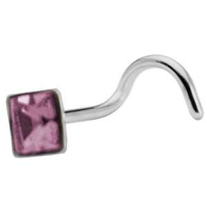   Silver 2mm Square Nose Ring Made with SWAROVSKI ELEMENTS: Jewelry