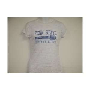  Penn State Juniors White Burn Out T Shirt Stripe Logo 