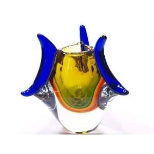    Italian Design Rainbow Amber Glass Vase: Patio, Lawn & Garden