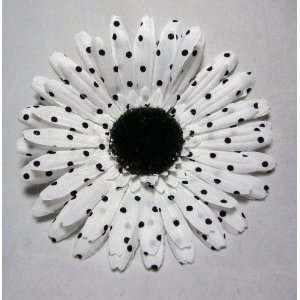  White Polka Dot Daisy Hair Flower Clip 