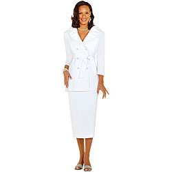 Nubiano Womens Plus Size White Skirt Suit  
