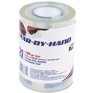  Tear By Hand Packaging Tape   2 x 50 Yards, 2/Pk, Clear 
