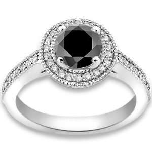  0.84 ctw 14k WG AAA Solitaire Black Diamond with White 