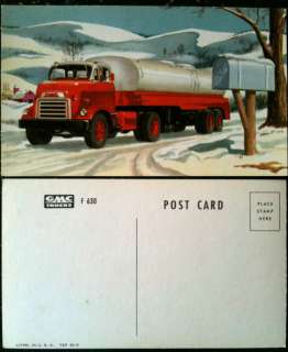 Vintage 1950s GMC F630 Tank OIL Truck Postcard MINT  
