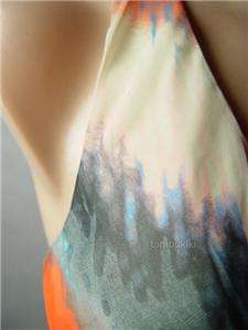 CHIFFON Abstract Print Bubble Hem Halter Mini Dress M  