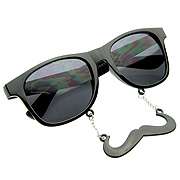   Handlebar Fu Manchu Wayfarer Chain Mustache Sunglasses 8427 Black