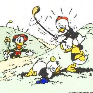 Disney Fine Art   Etching   Donald Duck Golfing with Huey, Dewey, and 