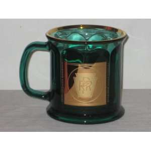   Emerald Green Glass Mug w/ 22 Karat Gold Logo & Trim 