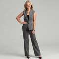 Sharagano Womens 6 button Carbon Heather Vest Pant Suit   