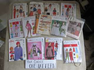 YOUR CHOICE OF ONE MCCALLS PATTERN GIRLS/TEEN CLOTHING   SEE CHOICE 