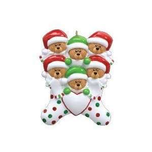  2173 Six Bears in Christmas Stockings Personalized 