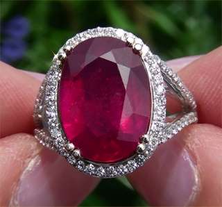 Estate 9.01 ct CERTIFIED Natural Red Ruby Diamond Vintage Cocktail 