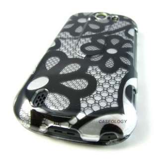 BLK SILVER FLOWERS HARD CASE COVER FOR HTC MYTOUCH 4G SLIDE PHONE 