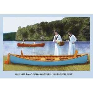   Vintage Art Canvas Covered, Double End Boat   07535 x