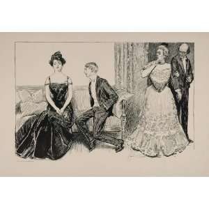  1901 Charles Dana Gibson Girl Boy Courting Dress Print 