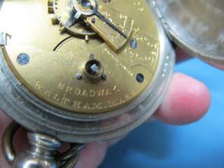 Antique 1888 Broadway Waltham Key Wind Pocket Watch   