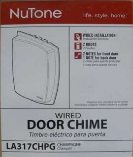 New NuTone LA317CHPG Wired Door Chime Champagne  