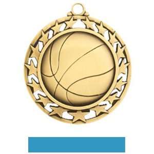  Hasty Awards Custom Basketball Medal With Stars GOLD MEDAL/LT. BLUE 