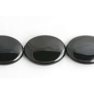 Black Onyx Beads Puffed Flat Oval Aprox 30x40mm [10 strands wholesale 