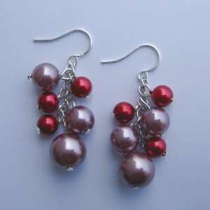  Red Violet Seashell Pearl Earrings Jewelry