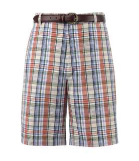 Jos A Bank Mens Factory Store Plaid Plain Front Shorts  