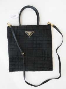 PRADA Black Tessuto Weave Tote Handbag Shoulder Bag NWT  