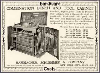 1904 HAMMACHER, SCHLEMMER WORKBENCH & TOOL CABINET AD  
