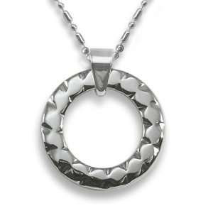  Tungsten Carbide Faceted Disc Pendant on a 24 Inch Chain 