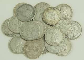 STERLING SILVER NEWFOUNDLAND 50 CENTS 20 COIN SET VG  