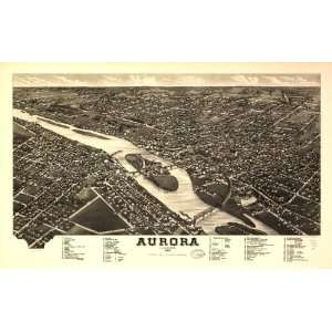  Historic Panoramic Map Aurora, Illinois 1882. H. Brosius 