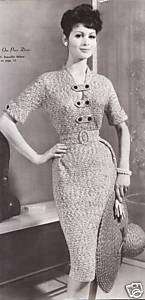 Vintage Ribbon Designer Dress Knitting PATTERN 50s  