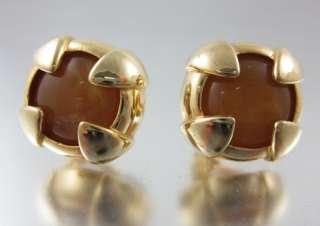 GIVENCHY Gold Tone Orange Resin Clip On Earrings  