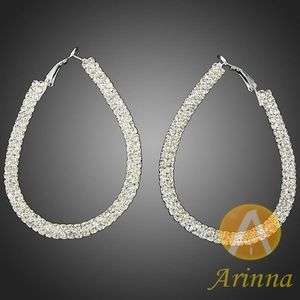 ARINNA fashion simple huge circle stainless clear earrings Swarovski 
