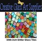 100  3/8 inch MIXED COLORS GLITTER Glass Mosaic Tiles