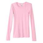 Bella Ladies 4 oz. Sophie Sheer Rib Long Sleeve T Shirt   PINK   S