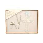 Roman Religious Baby Boy Beaded Rosary and Porcelain Cross 2 Piece Set