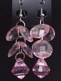 Pink Lucite Crystal Lovely Korean Style Lady Fashion Jewelry 