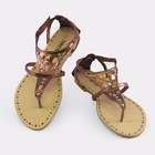 Blancho Bedding Light Gold Cutout Flats Sandals Womens Shoes US08