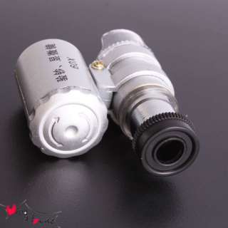60X Magnifier Jeweler Microscope Magnifier Eye Loupe with UV LED 