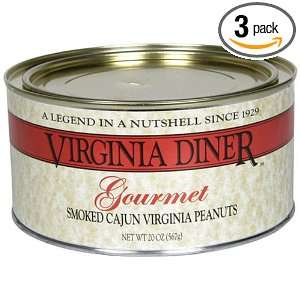 Virginia Diner Gourmet Smoked Cajun Virginia Peanuts, 20 Ounce Tins 