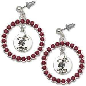  Miami Heat Earrings   Red Crystals & Team Logo GEMaffair 