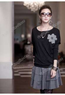   Long Sleeve Crew Neck Floral Cotton Casual Top T Shirt #166  