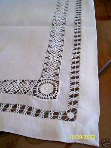 White 100% Linen Hemstitched Tablecloth 36x36 Square NEW  
