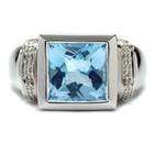 Carat Blue Topaz & Diamond 14k White Gold Birthstone / Gemstone Ring 
