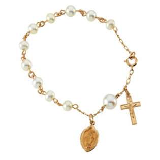   Miraculous Medal Pearls Rosary Bracelet Rosary Bracelet  JewelryWeb