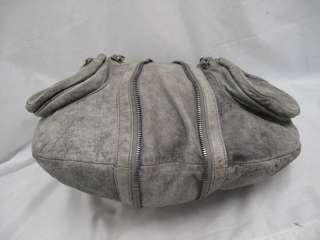   Wang Distressed Gray Leather Donna Hobo W/Nickel Hardware  