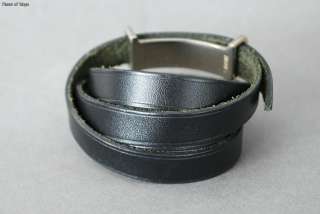 Authentic HERMES HAPI Black Leather Bracelet Triple / Quadruple Wrap w 