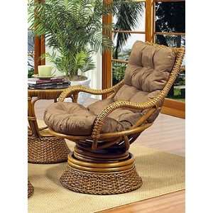  Swivel Rocker with Cushion in Royal Oak Finish Boca Rattan Chairs 