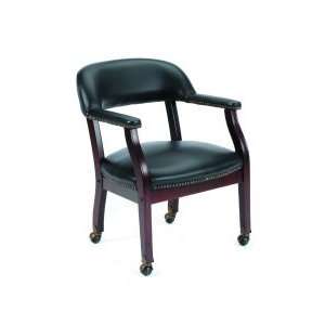  Boss Captain?S Chair In Black Vinyl W/ Casters: Home 