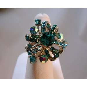  NEW Turquoise and Teal Blue Crystal Ring, Limited. Beauty